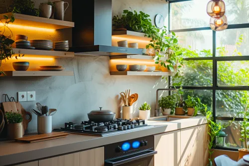 Poêle à gaz pour appartement, vue rapprochée.